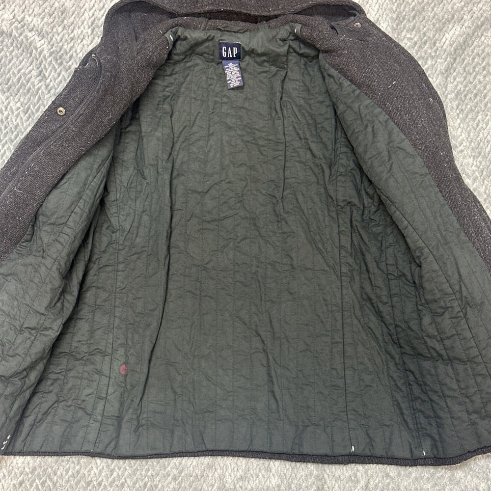 GAP Wool Coat Women's Medium Quilted Lining Hooded Full Zip Jacket - Picture 8 of 11